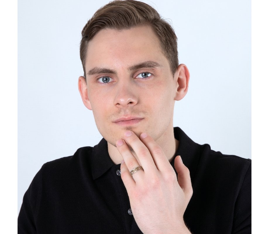 Sterling Silver Ring with Cutout Gold Plated Hebrew Ani Ledodi  English Inside