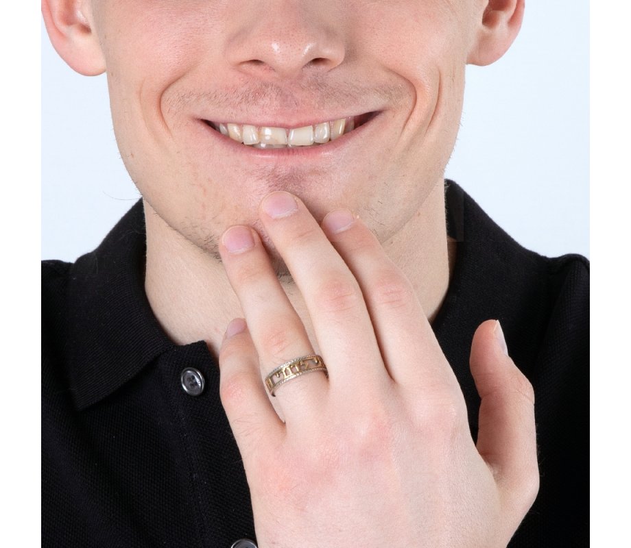 Sterling Silver Ring with Cutout Gold Plated Hebrew Ani Ledodi  English Inside