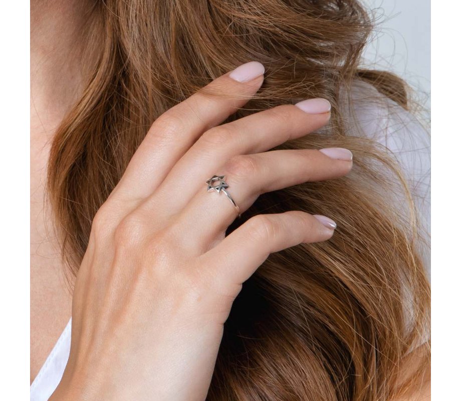 Sterling Silver Ring with Domed Cutout Star of David