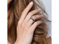 Sterling Silver Ring with Squared Eilat Stone and Decorative Band