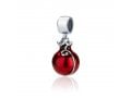 Sterling Silver Smooth Red Pomegranate Charm