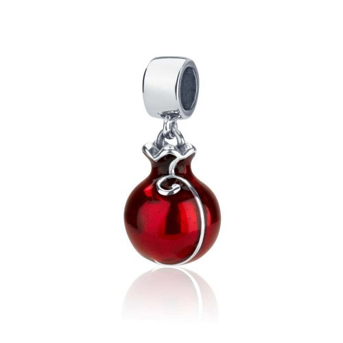 Sterling Silver Smooth Red Pomegranate Charm