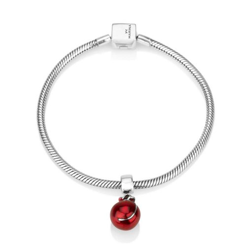 Sterling Silver Smooth Red Pomegranate Charm