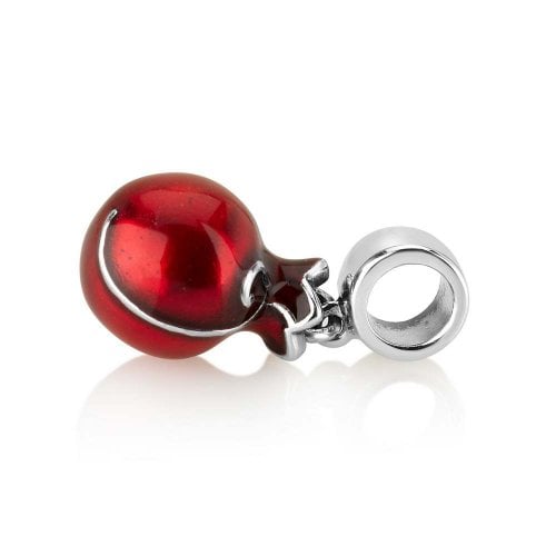 Sterling Silver Smooth Red Pomegranate Charm