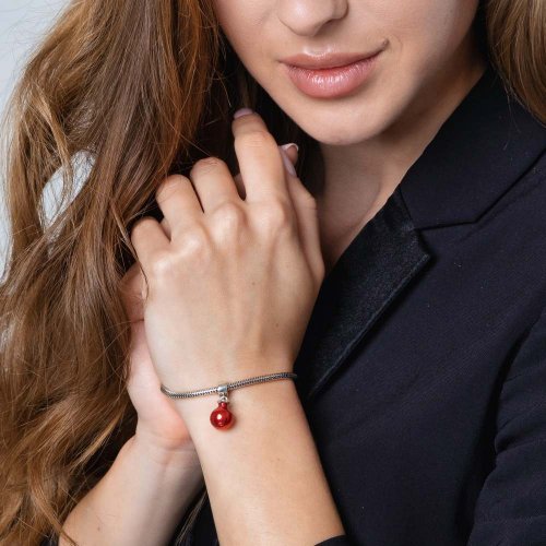 Sterling Silver Smooth Red Pomegranate Charm