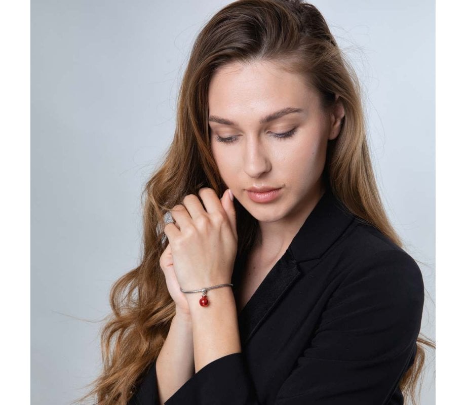 Sterling Silver Smooth Red Pomegranate Charm