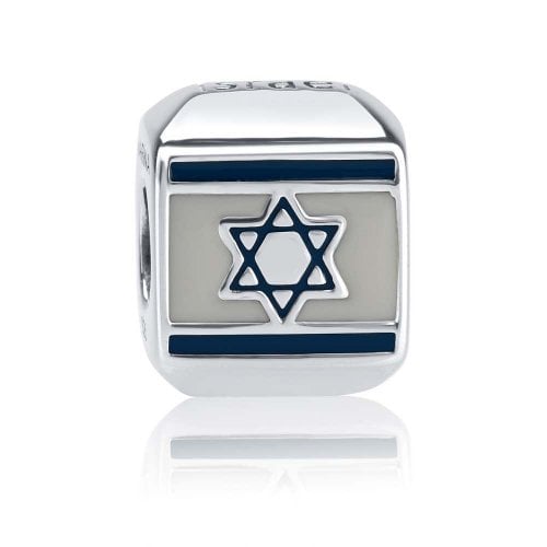 Sterling Silver Square Israel Flag Charm