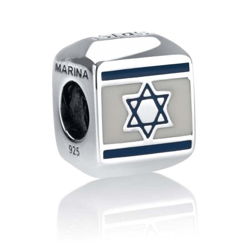 Sterling Silver Square Israel Flag Charm