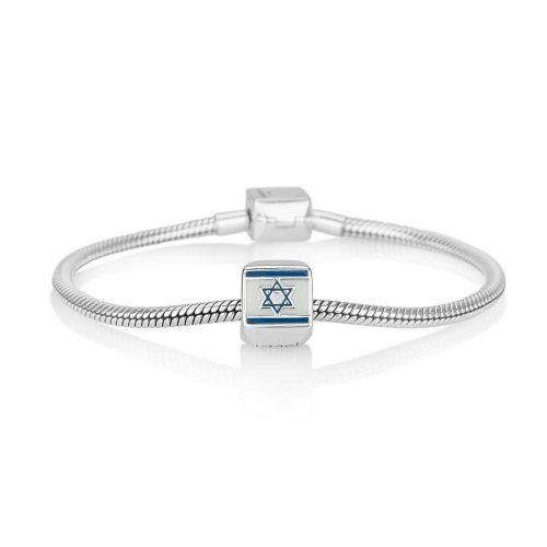 Sterling Silver Square Israel Flag Charm