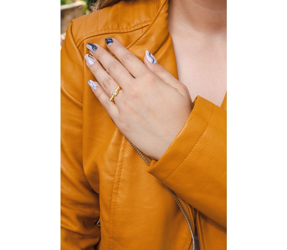 Sterling Silver Square Ring with Zircons - Choose Gold Plate or Sterling Silver