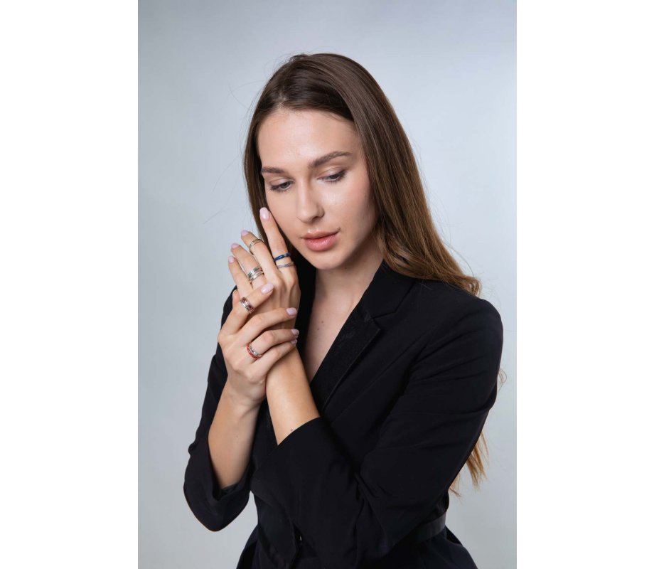 Sterling Silver and Gold Plated Double Ring, This Too Shall Pass  Hebrew