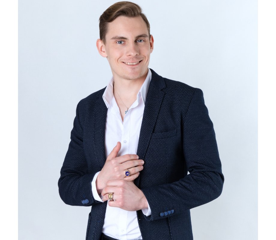 Sterling Silver and Gold Plated Man's Ring with Lion of Judah on Blue Enamel