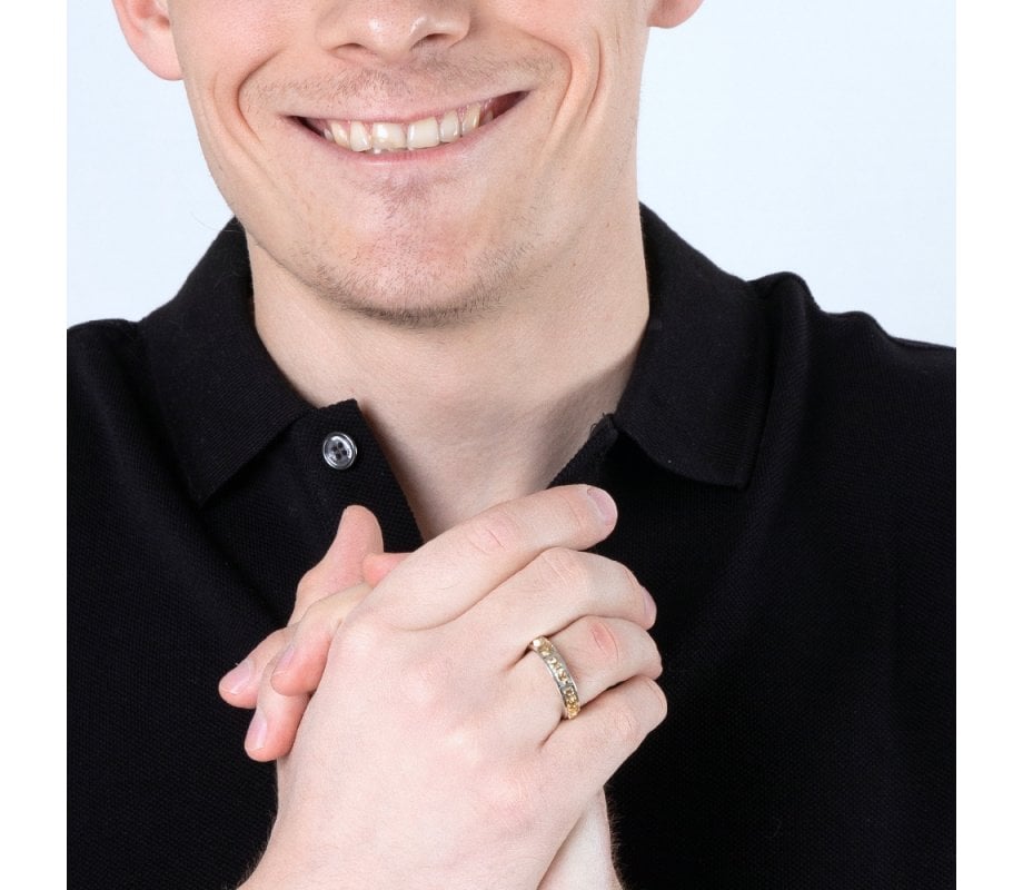 Sterling Silver and Gold Plated Ring, Psalm Protection Words - Hebrew & English