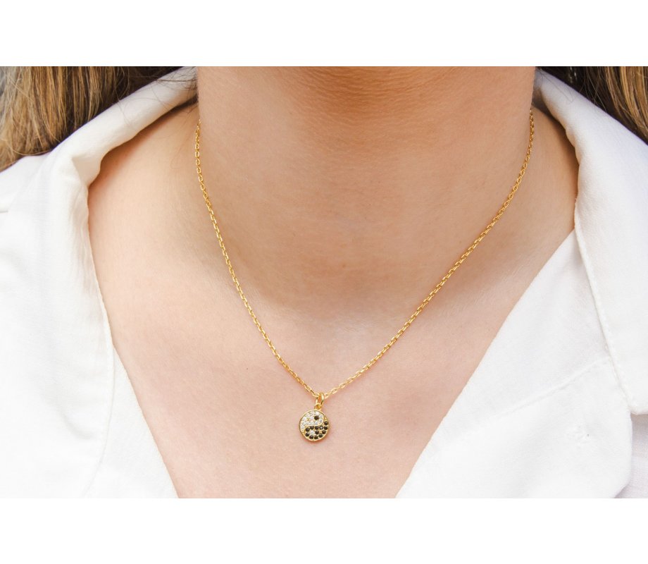 Sterling Silver or Yellow or Rose Gold Necklace with Ying Yang Zircon Pendant