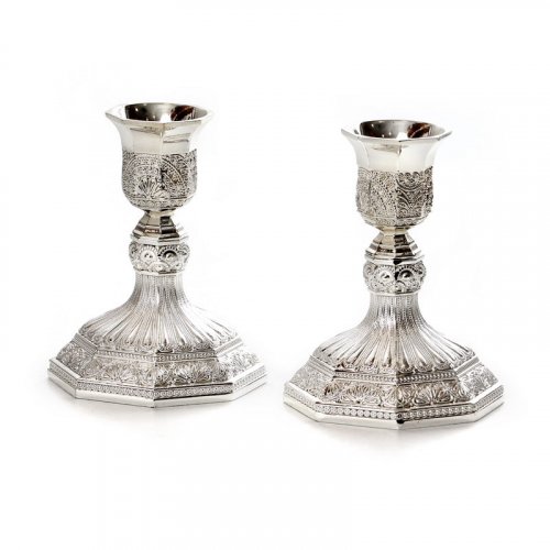 Stunning Decorative Silver Plated Shabbat Candlesticks