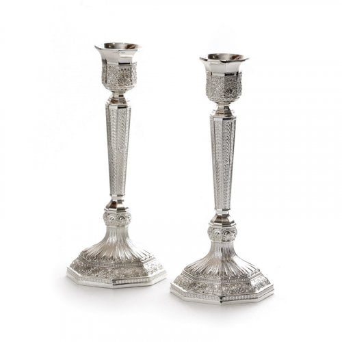 Stunning Decorative Silver Plated Shabbat Candlesticks