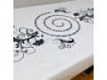 Tablecloth with Printed Shalom Aleichem Prayer - Black on Ivory Colored