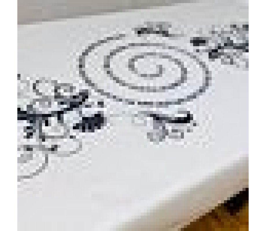 Tablecloth with Printed Shalom Aleichem Prayer - Black on Ivory Colored