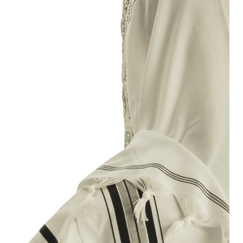 Talitnia Acrylic Tallit Imitation Wool Prayer Shawl - Black & Silver Stripes