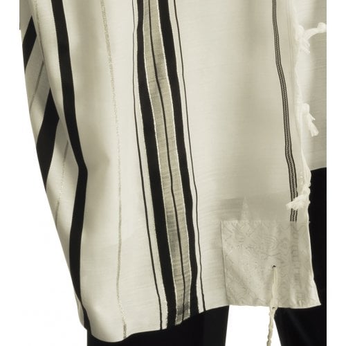 Talitnia Acrylic Tallit Imitation Wool Prayer Shawl - Black & Silver Stripes