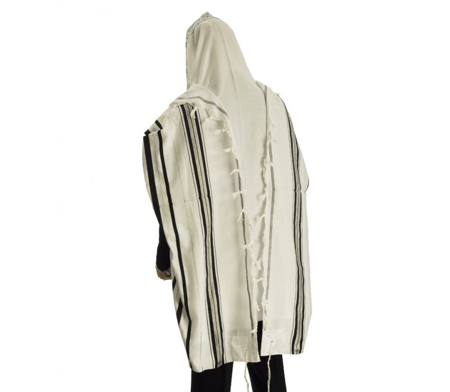 Talitnia Acrylic Tallit Imitation Wool Prayer Shawl - Black & Silver Stripes
