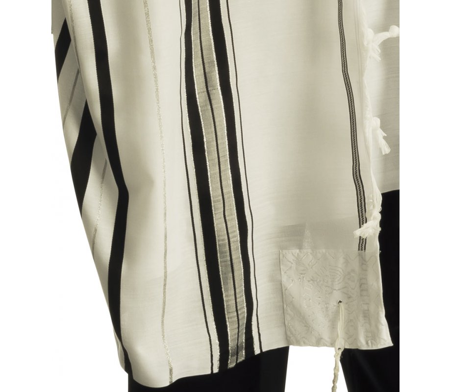 Talitnia Acrylic Tallit Imitation Wool Prayer Shawl - Black & Silver Stripes