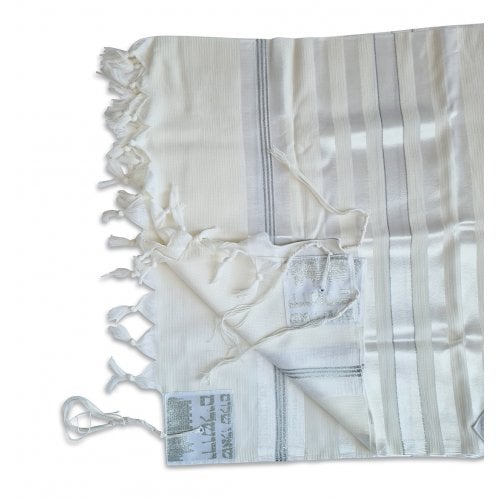 Talitnia Barak, Non-slip Lightweight Wool Tallit Prayer Shawl - Silver Stripes