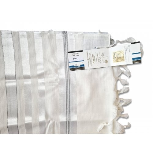 Talitnia Barak, Non-slip Lightweight Wool Tallit Prayer Shawl - Silver Stripes