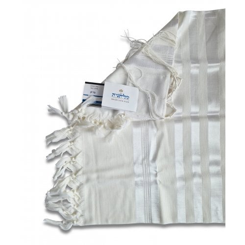 Talitnia Barak, Non-slip Lightweight Wool Tallit Prayer Shawl - White Stripes