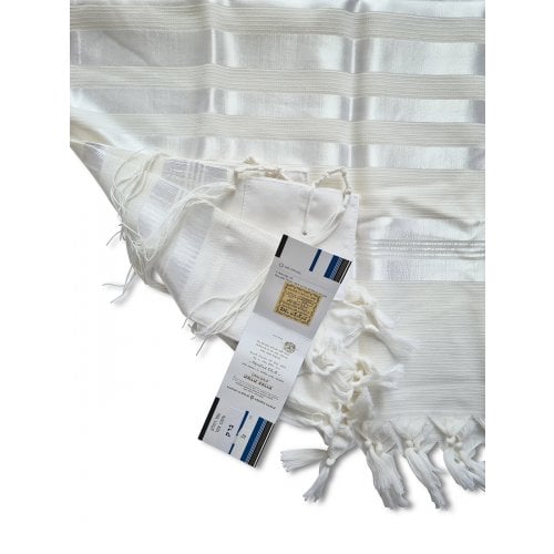 Talitnia Barak, Non-slip Lightweight Wool Tallit Prayer Shawl - White Stripes