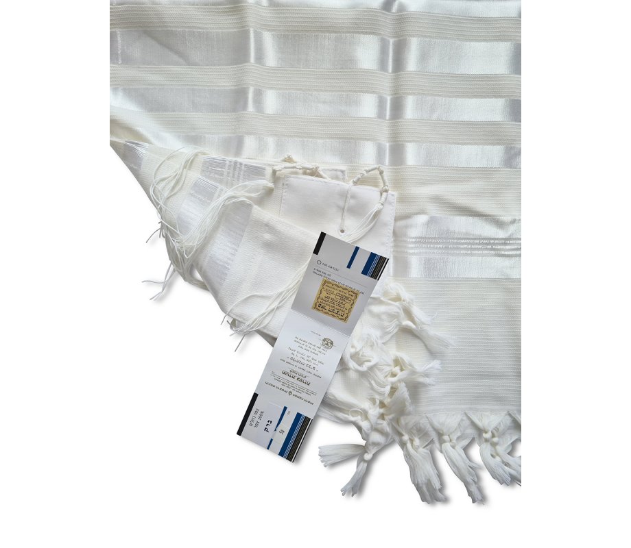 Talitnia Barak, Non-slip Lightweight Wool Tallit Prayer Shawl - White Stripes