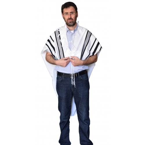 Talitnia Gilboa Light Weight Non Slip Tallit Wool Prayer Shawl - Black Stripes