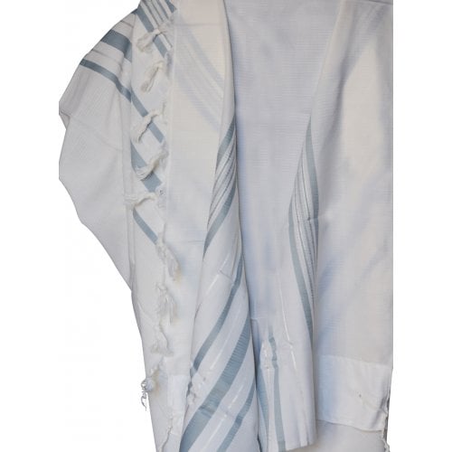 Talitnia Gilboa Light Weight Non Slip Tallit Wool Tallit Prayer Shawl - Light Blue Strips