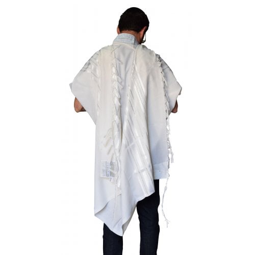 Talitnia Gilboa Light Weight Non Slip Tallit Wool Tallit Prayer Shawl - Silver Strips