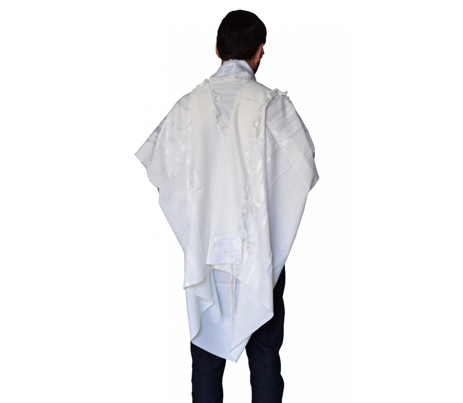 Talitnia Gilboa Light Weight Non Slip Tallit Wool Tallit Prayer Shawl -  White Stripes - 120x170cm / 48