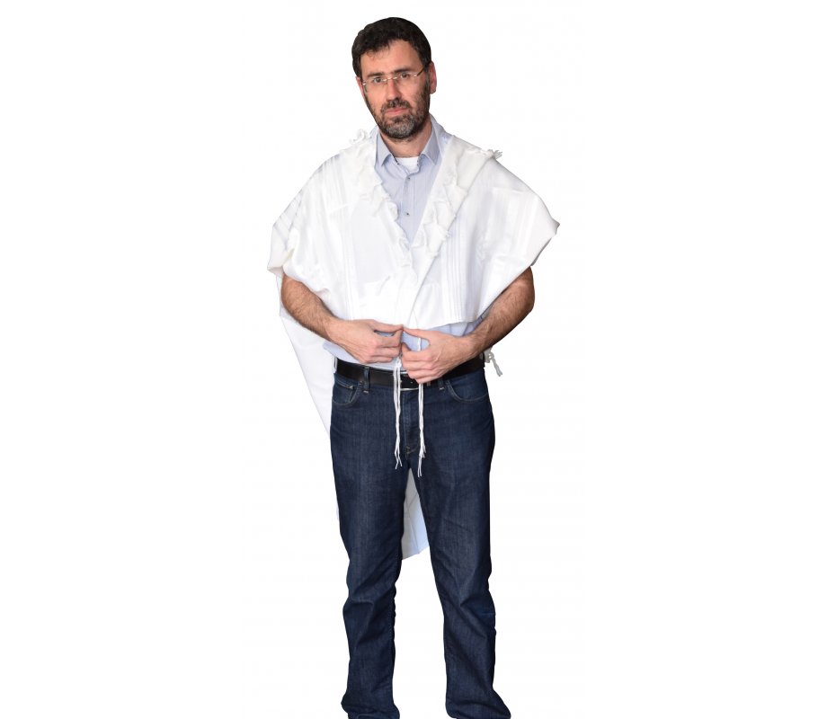 Talitnia Gilboa Light Weight Non Slip Tallit Wool Tallit Prayer Shawl - White Stripes