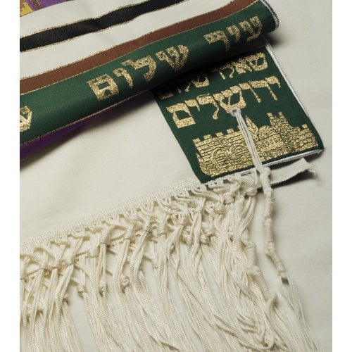 Talitnia Jerusalem Tallit Holy City Prayer Shawl - Green