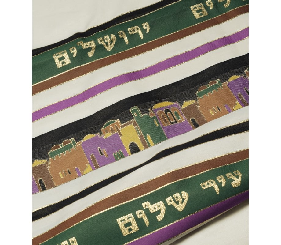 Talitnia Jerusalem Tallit Holy City Prayer Shawl - Green