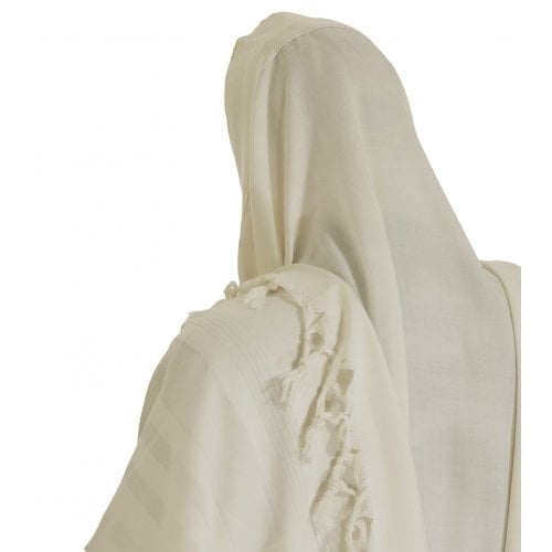 Talitnia Malchut Wool Non Slip Tallit Prayer Shawl - White Stripes