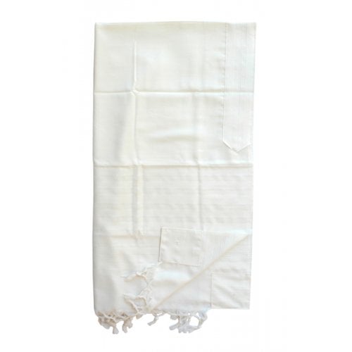 Talitnia Malchut Wool Non Slip Tallit Prayer Shawl - White Stripes