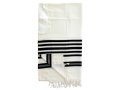 Talitnia Malchut Wool Non Slip Tallit Prayer Shawl Black Stripes - Optional Handmade Tzitzit Strings