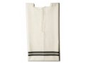 Talitnia White Wool Tallit Katan Without Center Fringes - Black Lines