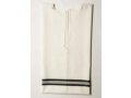 Talitnia White Wool Tallit Katan Without Center Fringes - Black Lines
