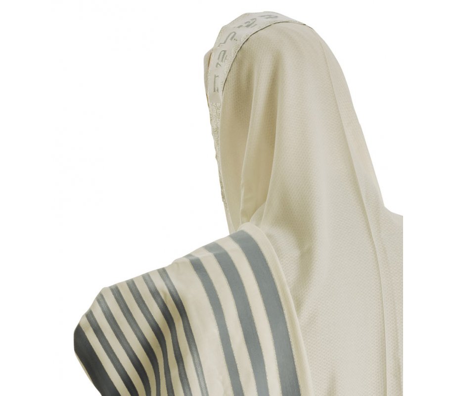 Talitnia Hadar Wool Blend Traditional Tallit Prayer Shawl (Blue and Silver),  Religious Articles