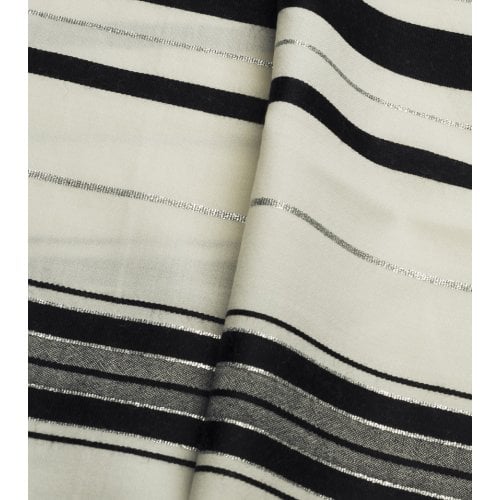 Talitnia Wool Tallit Traditional Kosher Prayer Shawl - Black & Silver Stripes