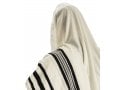 Talitnia Wool Tallit Traditional Kosher Prayer Shawl - Black & White Stripes