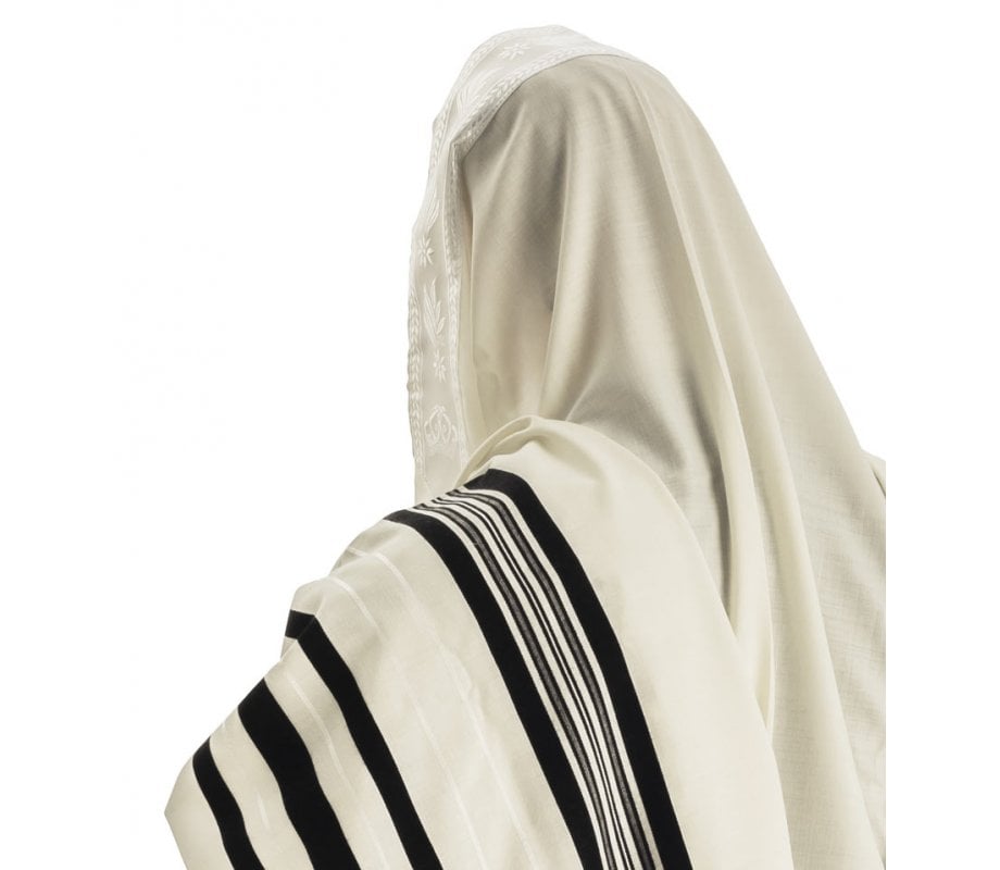Talitnia Wool Tallit Traditional Kosher Prayer Shawl - Black & White Stripes