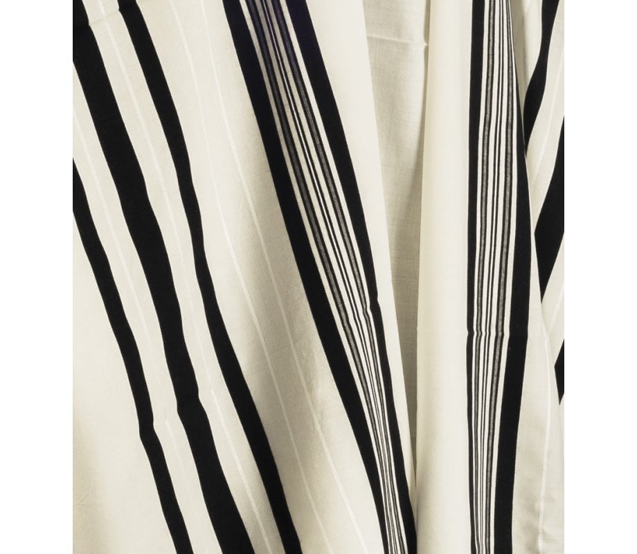Talitnia Wool Tallit Traditional Kosher Prayer Shawl - Black & White Stripes