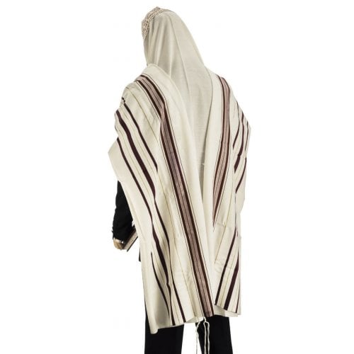 Talitnia Wool Tallit Traditional Kosher Prayer Shawl - Maroon & Gold Stripes