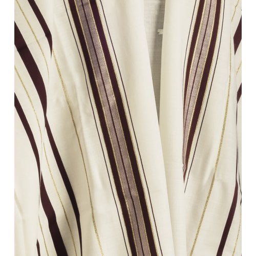 Talitnia Wool Tallit Traditional Kosher Prayer Shawl - Maroon & Gold Stripes